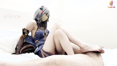 二次元蘿莉【M-N】極品Cos性愛系列美少女 175cm長腿御姐星鐵判官寒鴉 足控變態抽插 無套享用蜜穴激射玉足