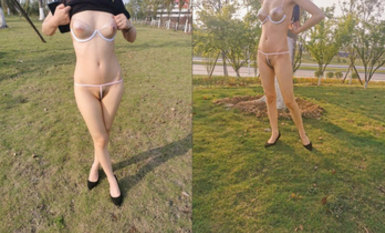 極限露出天花板，反差婊【風箏斷了線】中醫按摩院勾引老中醫，老頭過足了手癮 (1)